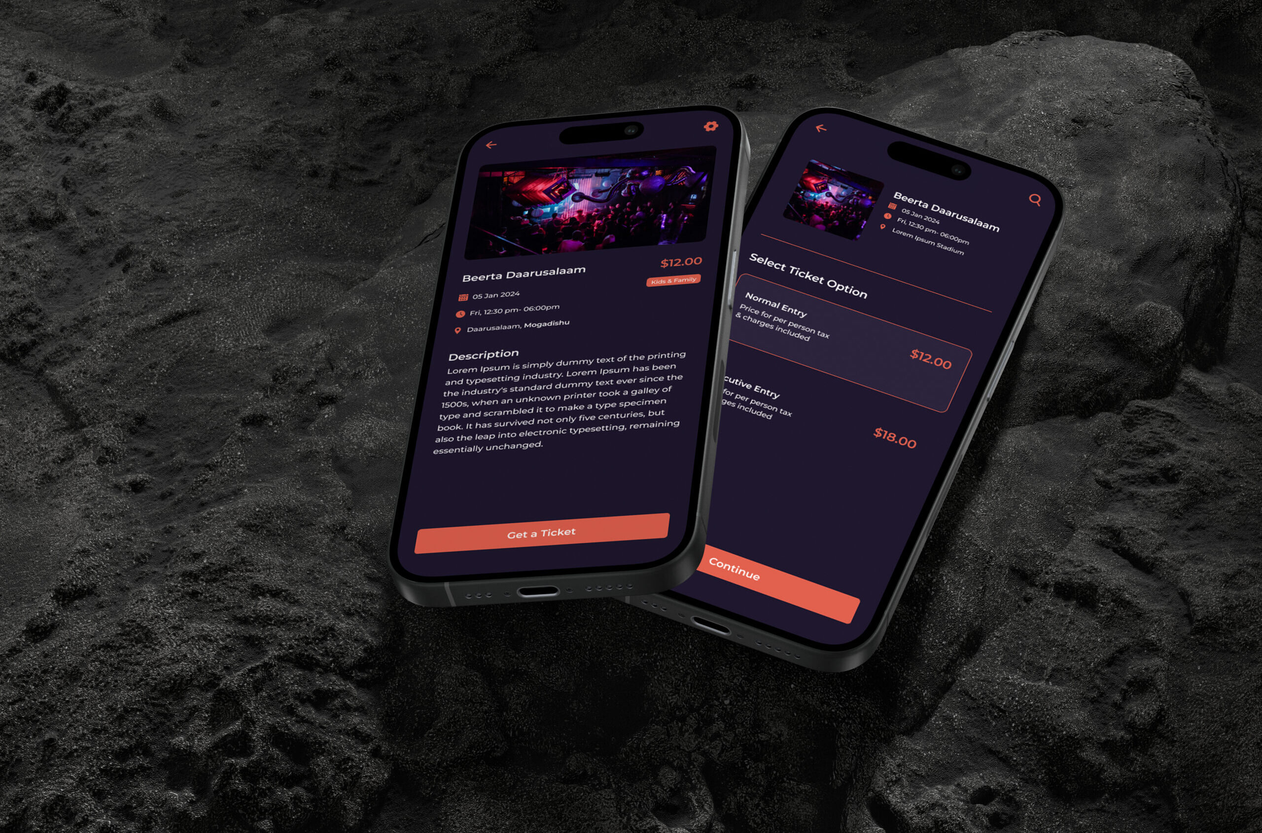 Mobile app design preview on smartphone screens