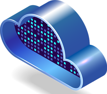 Cloud computing illustration representing SaaS and data storage solutions