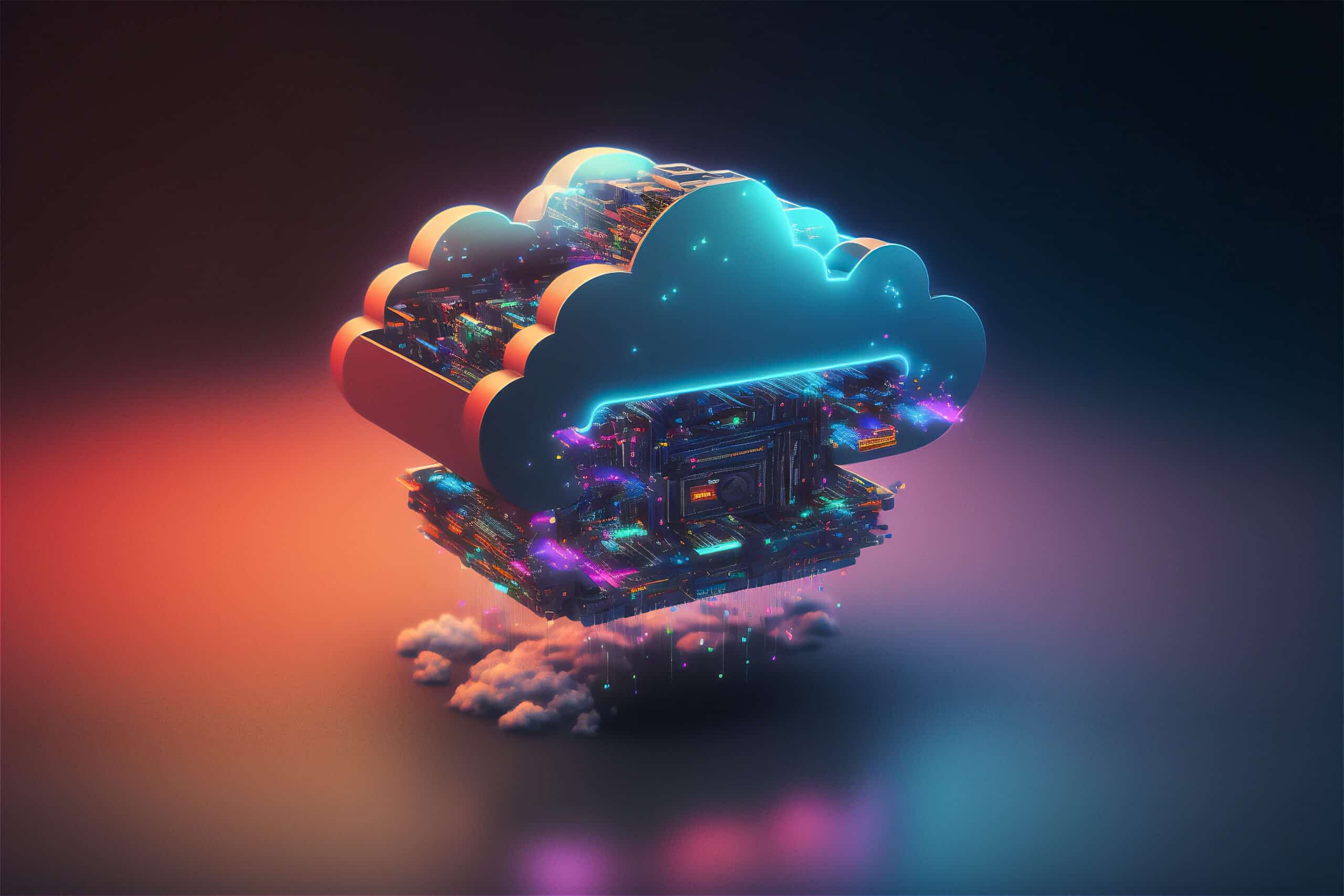 Futuristic cloud technology concept for digital infrastructure